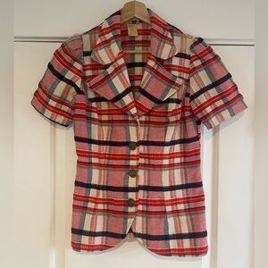 1970s Byer California Plaid Short Sleeve Jacket - S